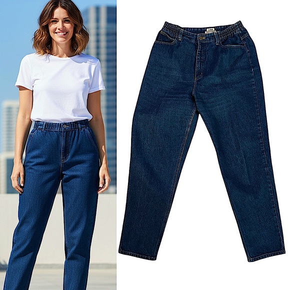 LL Bean Original Fit Relaxed stretchy waist lined Jeans size 12 - Picture 1 of 9